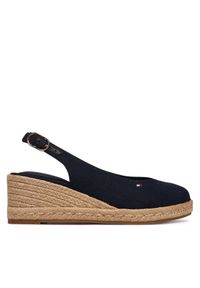 TOMMY HILFIGER - Tommy Hilfiger Espadryle Mid Wedge Espad Slingback FW0FW09228 Granatowy. Kolor: niebieski. Materiał: materiał #1