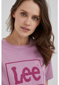 Lee t-shirt bawełniany kolor fioletowy. Kolor: fioletowy. Materiał: bawełna #4