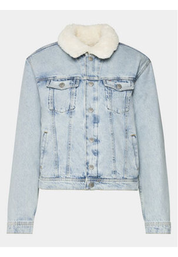 Tommy Jeans Kurtka jeansowa DW0DW16991 Niebieski Regular Fit. Kolor: niebieski. Materiał: bawełna