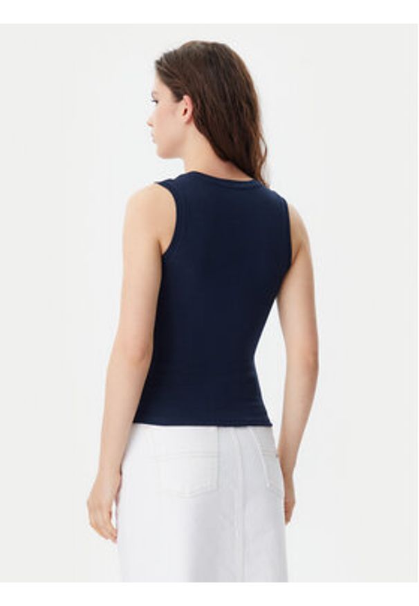 Tommy Jeans Top Essential DW0DW20673 Granatowy Slim Fit. Kolor: niebieski. Materiał: bawełna