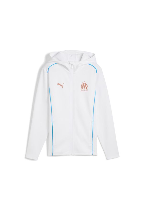 Puma - Dziecięca bluza dresowa z kapturem OM Casuals 2024/25. Typ kołnierza: kaptur. Kolor: niebieski, biały, wielokolorowy. Materiał: dresówka. Sport: piłka nożna