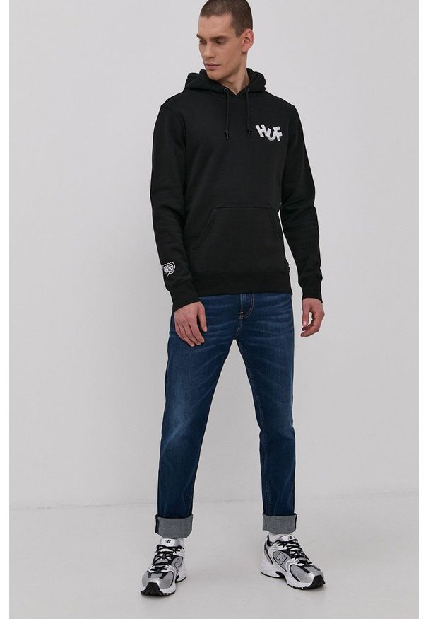 HUF - Bluza. Kolor: czarny. Materiał: dzianina. Wzór: nadruk