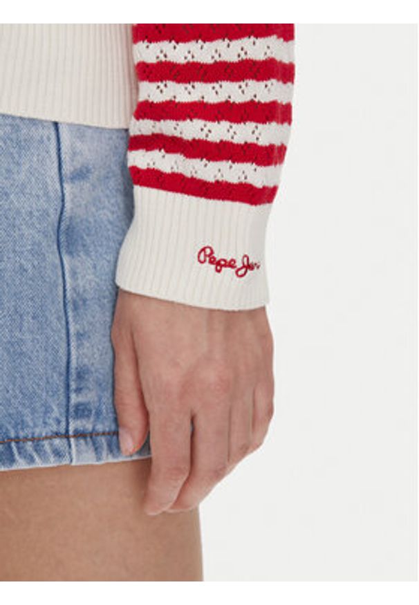 Pepe Jeans Sweter Poppy PL702278 Czerwony Regular Fit. Kolor: czerwony. Materiał: bawełna