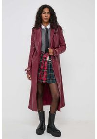 BARDOT - Bardot płaszcz damski kolor bordowy przejściowy. Okazja: na co dzień. Kolor: czerwony. Styl: casual #4