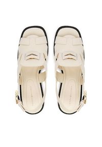 TOMMY HILFIGER - Tommy Hilfiger Sandały Cross Blocked Heel Sandal FW0FW09135 Biały. Kolor: biały. Materiał: skóra #4