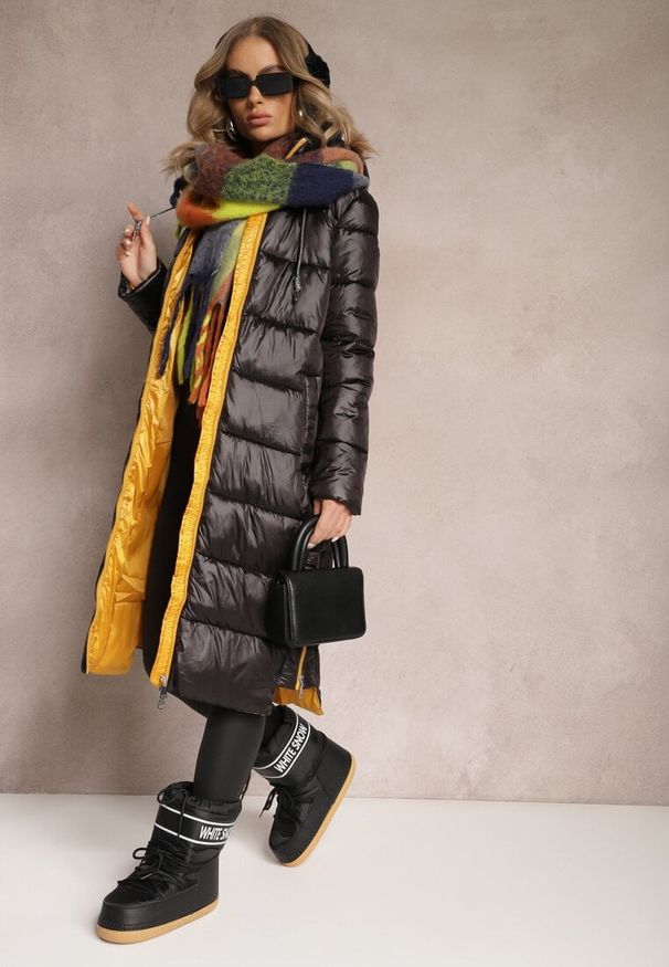 Renee - Czarno-Żółta Kurtka Cilitheme. Okazja: na co dzień. Kolor: czarny. Materiał: tkanina. Długość: długie. Styl: casual