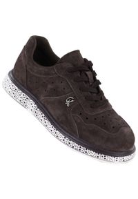 Skórzane półbuty damskie zamszowe brązowe Vinceza 66903. Kolor: brązowy. Materiał: skóra. Szerokość cholewki: normalna. Wzór: ażurowy #1