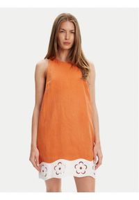 STAUD Sukienka letnia Mika R25S2282LN Pomarańczowy Regular Fit. Kolor: pomarańczowy. Materiał: len. Sezon: lato