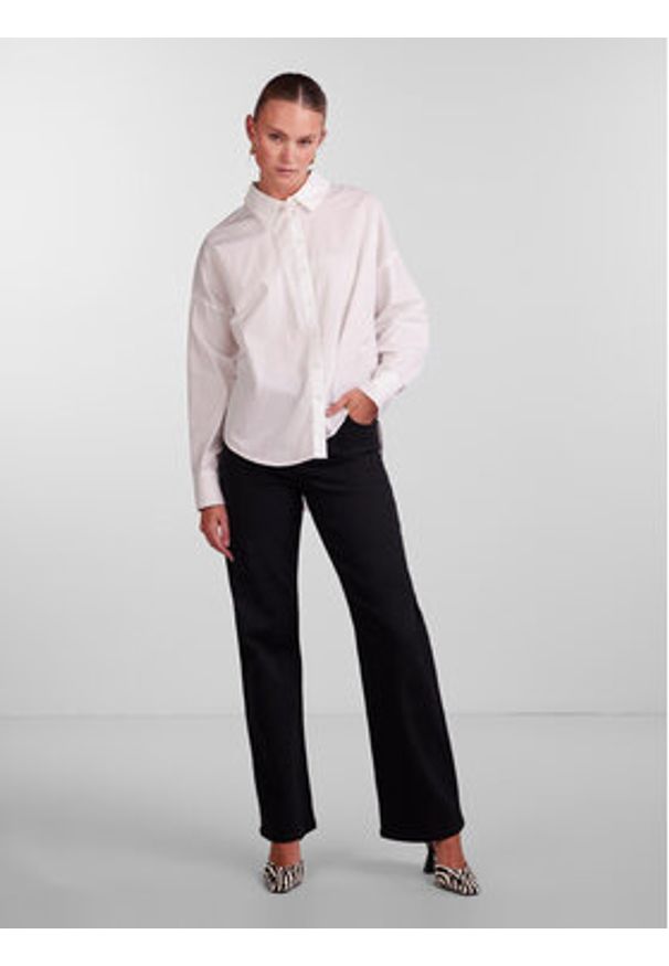 Pieces Koszula 17133909 Biały Loose Fit. Kolor: biały. Materiał: bawełna