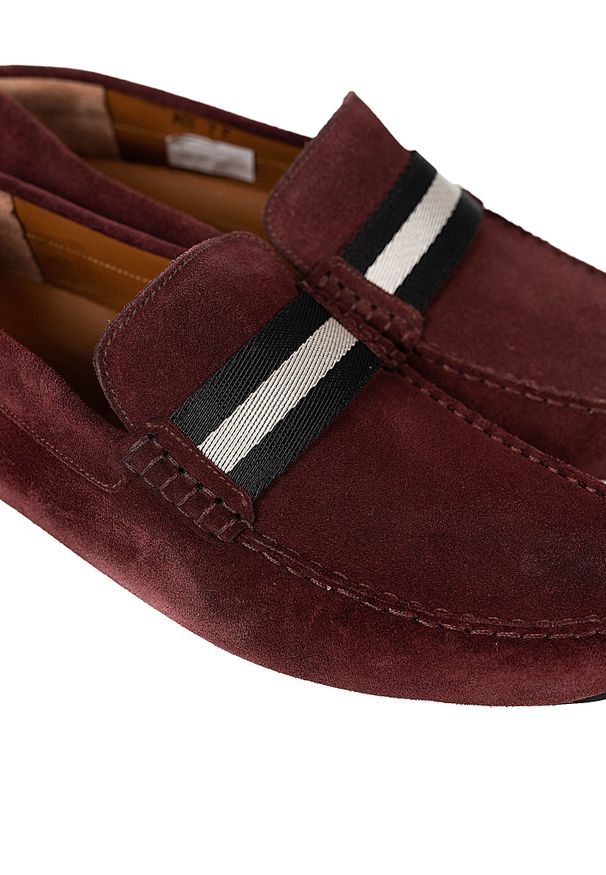 Bally Mokasyny "Pearce" | 6234459 | Pearce | Mężczyzna | Bordowy. Zapięcie: bez zapięcia. Kolor: czerwony. Materiał: skóra. Wzór: paski