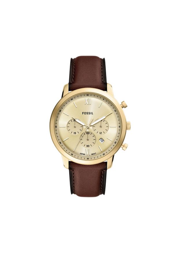 Fossil Zegarek Neutra Chronograph FS6113 Brązowy. Kolor: brązowy. Materiał: skóra