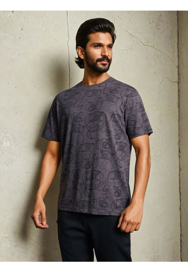 Sinsay - Bawełniana koszulka - fioletowy. Kolor: fioletowy. Materiał: bawełna