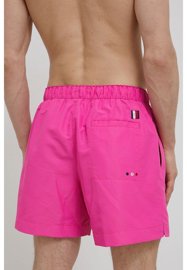 TOMMY HILFIGER - Tommy Hilfiger szorty kąpielowe kolor fioletowy. Kolor: fioletowy. Materiał: poliester. Wzór: aplikacja