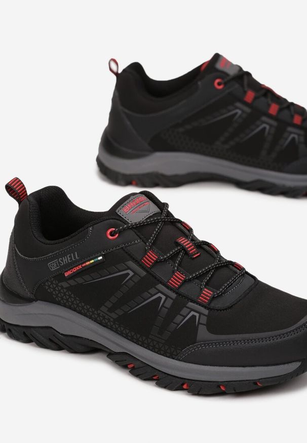 Born2be - Czarno-Czerwone Buty Sportowe Mathews. Wysokość cholewki: przed kostkę. Zapięcie: sznurówki. Kolor: czarny. Materiał: materiał, softshell. Szerokość cholewki: normalna. Sport: turystyka piesza