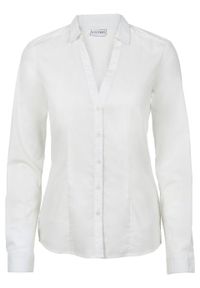 Bluzka ze stretchem bonprix biel wełny. Kolor: biały. Materiał: wełna. Długość rękawa: długi rękaw. Długość: długie #1