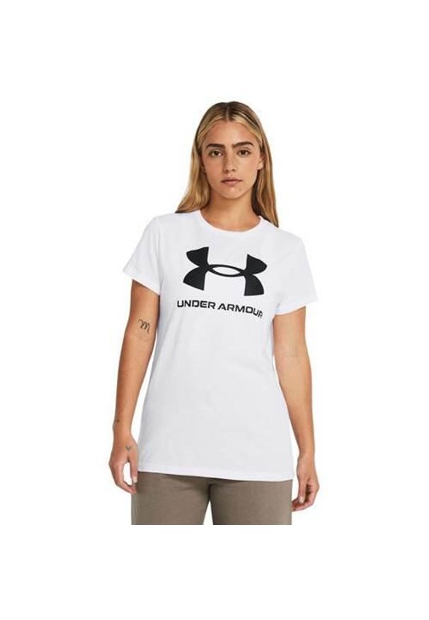 Koszulka sportowa damska Under Armour Sportstyle Logo. Kolor: biały. Długość rękawa: krótki rękaw. Długość: krótkie