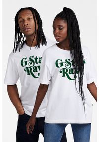 G-Star RAW - G-Star Raw T-shirt bawełniany kolor biały z nadrukiem. Okazja: na co dzień. Kolor: biały. Materiał: bawełna. Wzór: nadruk. Styl: casual #1