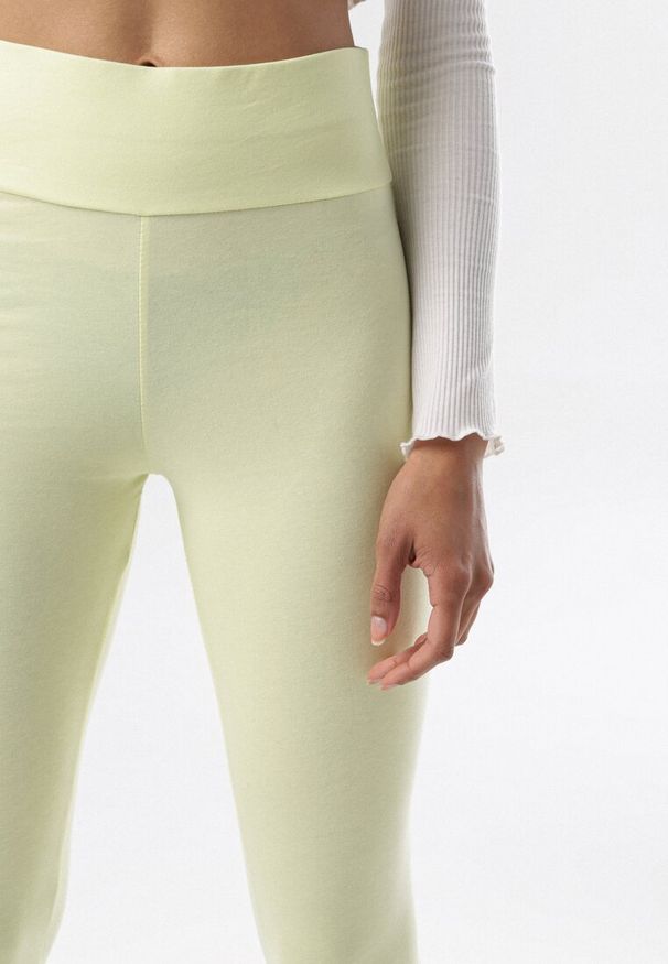 Born2be - Żółte Legginsy Araseise. Kolor: żółty. Materiał: dzianina. Długość: długie. Styl: sportowy
