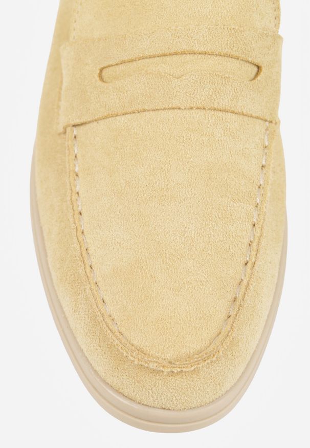 Born2be - Żółte Klasyczne Mokasyny VICES z Imitacji Zamszu ze Skórzaną Wkładką Haliris. Okazja: na co dzień. Kolor: żółty. Materiał: skóra, zamsz. Styl: klasyczny