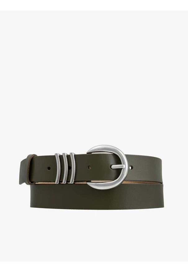 Ryłko - Zielony pasek ze skóry licowej. Kolor: zielony. Materiał: skóra. Wzór: aplikacja