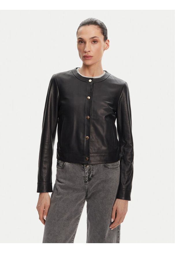 Serge Pariente Kurtka skórzana Marion Czarny Slim Fit. Kolor: czarny. Materiał: skóra