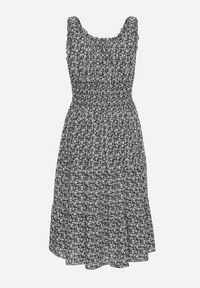 Born2be - Czarna Rozkloszowana Sukienka z Bawełny na Szerokich Ramiączkach z Gumką w Pasie Bellawish. Kolor: czarny. Materiał: bawełna. Długość rękawa: na ramiączkach. Styl: elegancki #2