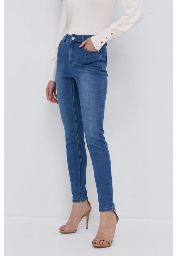 Morgan Jeansy damskie high waist. Stan: podwyższony. Kolor: niebieski
