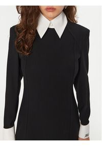 Karl Lagerfeld - KARL LAGERFELD Sukienka codzienna A1W13032 Czarny Slim Fit. Okazja: na co dzień. Typ kołnierza: dekolt w karo. Kolor: czarny. Materiał: syntetyk. Typ sukienki: proste. Styl: casual #5