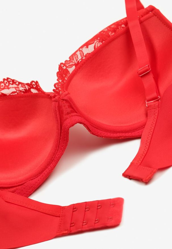 Renee - Czerwony Biustonosz Full Cup z Koronką i Uroczymi Kokardkami Geminna. Kolor: czerwony. Materiał: koronka. Wzór: koronka