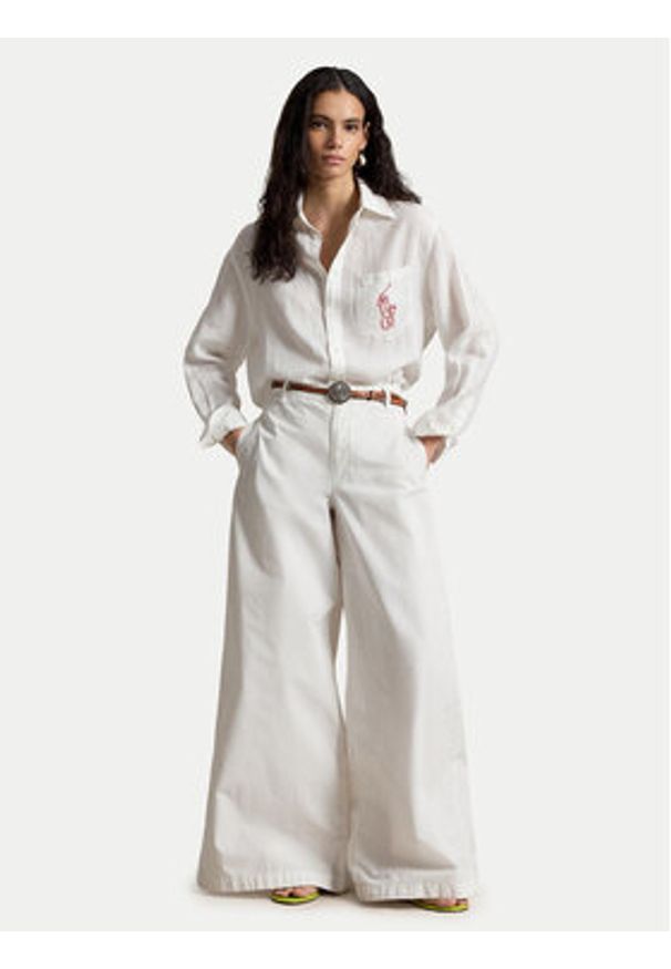 Polo Ralph Lauren Koszula 211A12786003 Biały Oversize. Typ kołnierza: polo. Kolor: biały. Materiał: len