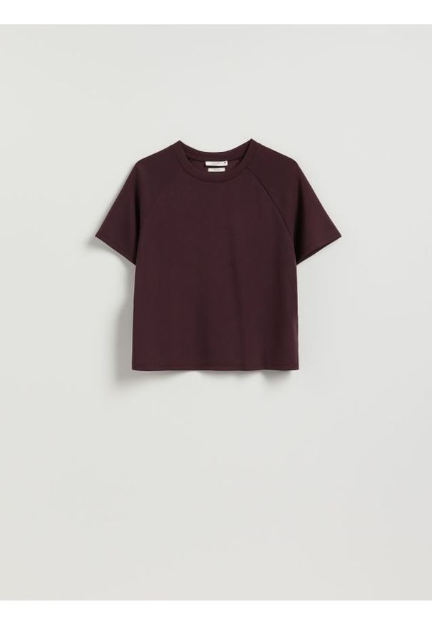 Reserved - T-shirt z modalem - ciemnofioletowy. Kolor: fioletowy. Materiał: dzianina