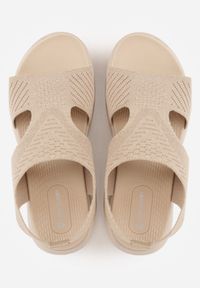 Born2be - Beżowe Sportowe Sandały na Grubej Podeszwie z Elastyczną Cholewką i Piankową Wkładką Nicthil. Okazja: na co dzień. Zapięcie: bez zapięcia. Kolor: beżowy. Materiał: jeans. Sezon: lato. Styl: sportowy #3