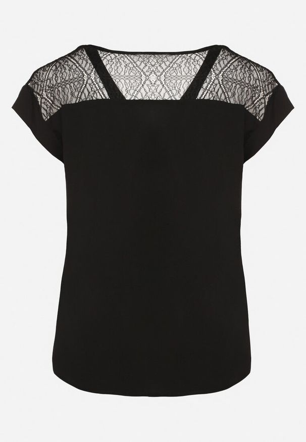 Born2be - Czarna Bluzka z Wiskozy z Przezroczystymi Wstawkami Zelauri. Okazja: na co dzień. Kolor: czarny. Materiał: wiskoza. Styl: casual, elegancki