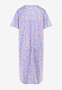 Born2be - Fioletowa Koszula Nocna Dookey. Kolekcja: plus size. Kolor: fioletowy. Materiał: tkanina, bawełna. Długość: krótkie. Wzór: kwiaty, nadruk #6