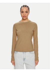 Calvin Klein Bluzka Nano Logo K20K207572 Beżowy Regular Fit. Kolor: beżowy. Materiał: bawełna
