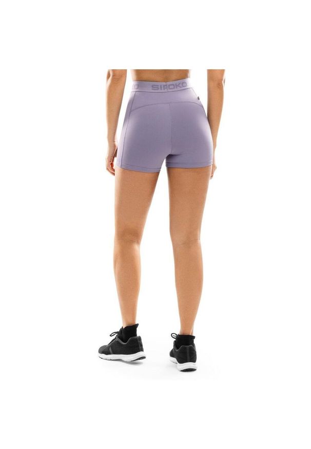 SIROKO - Damskie krótkie legginsy treningowe Fitness Siroko Eyre. Kolor: fioletowy. Materiał: materiał. Długość: krótkie. Sport: fitness