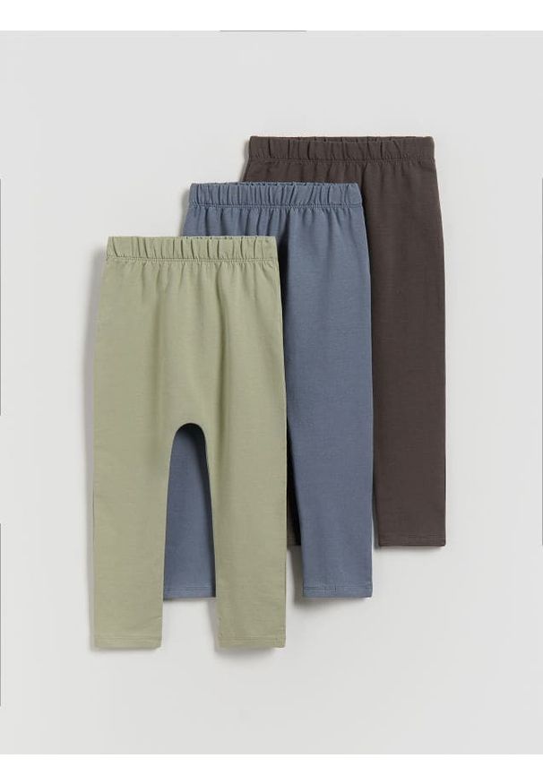 Reserved - Bawełniane legginsy 3 pack - ciemnoszary. Kolor: szary. Materiał: bawełna