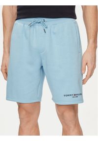 TOMMY HILFIGER - Tommy Hilfiger Szorty sportowe Logo MW0MW34201 Błękitny Regular Fit. Kolor: niebieski. Materiał: syntetyk, bawełna. Styl: sportowy