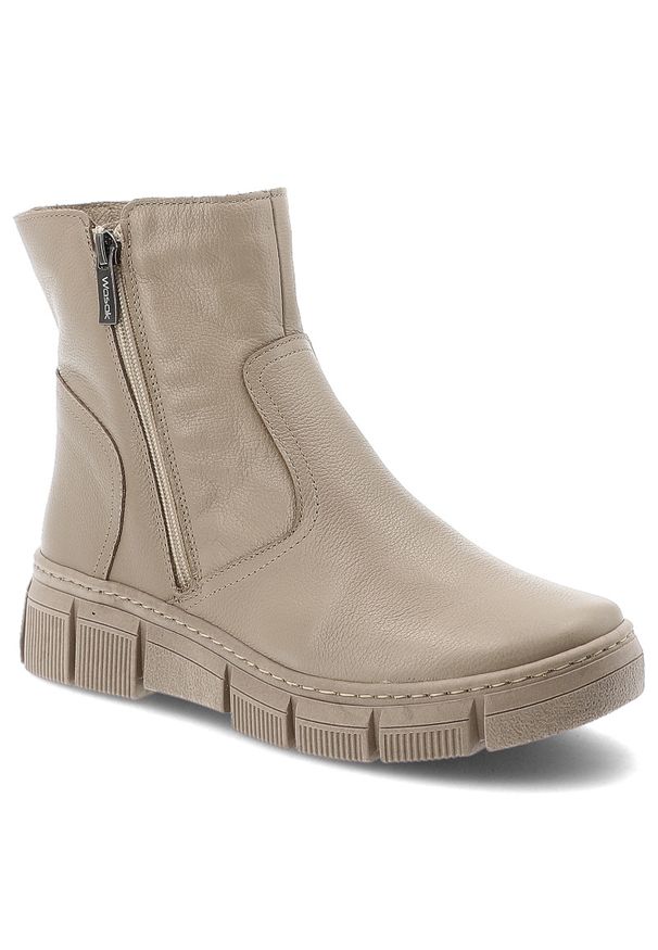 Beżowe Botki Wasak Ocieplane Buty Damskie. Kolor: beżowy