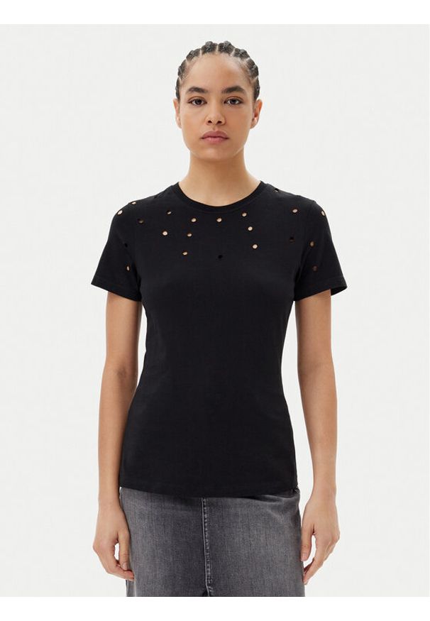 Silvian Heach T-Shirt GPP25070TS Czarny Regular Fit. Kolor: czarny. Materiał: bawełna