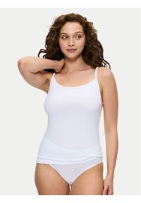 Triumph Top Sense Of Cotton 10224958 Biały Slim Fit. Kolor: biały. Materiał: bawełna