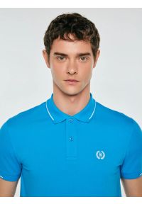 Big-Star - Koszulka męska polo niebieska Polian 401. Typ kołnierza: polo. Kolor: niebieski. Materiał: dzianina, bawełna. Wzór: haft, paski, ze splotem. Styl: sportowy #3