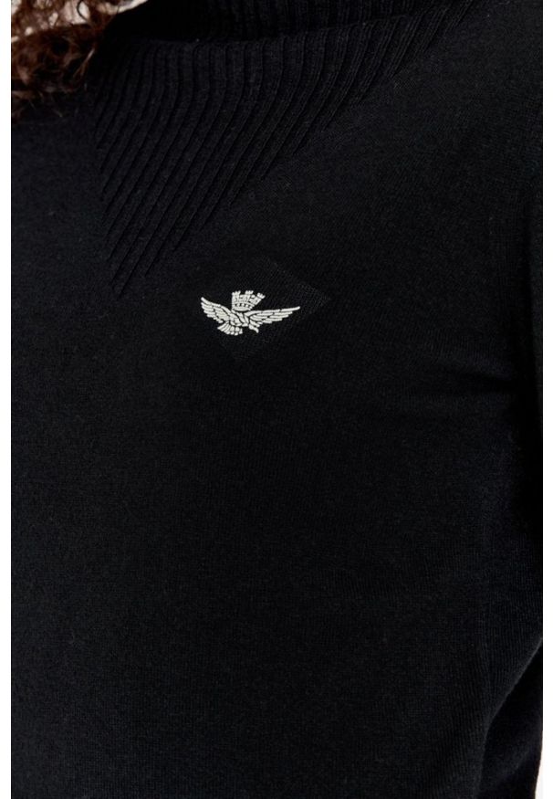 Aeronautica Militare - AERONAUTICA MILITARE Czarny sweter damski z domieszką kaszmiru, Rozmiar XS. Kolor: czarny. Materiał: poliamid, kaszmir
