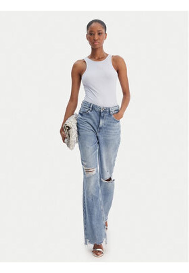 Guess Top W6RP39 KD092 Błękitny Regular Fit. Kolor: niebieski. Materiał: syntetyk