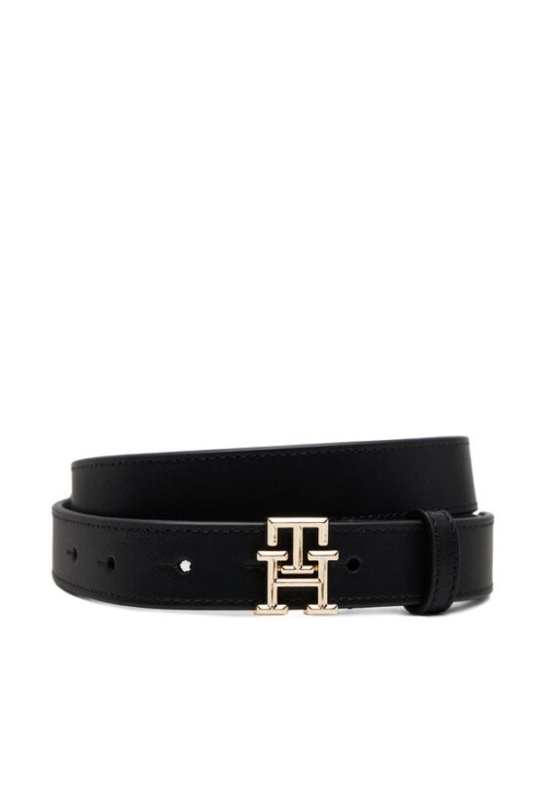 TOMMY HILFIGER - Tommy Hilfiger Pasek Damski Th Logo 2.5 AW0AW17248 Czarny. Kolor: czarny. Materiał: skóra