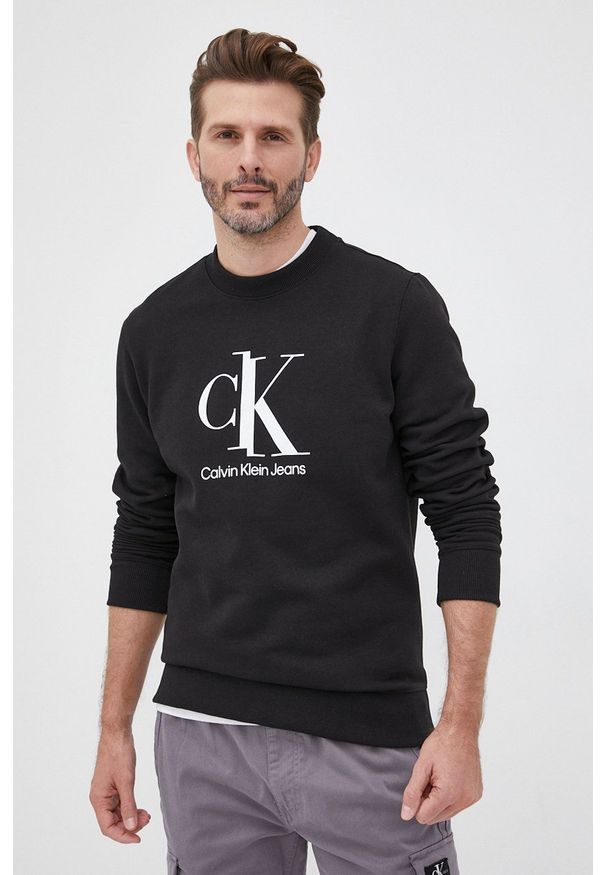 Calvin Klein Jeans bluza J30J319944.PPYY męska kolor czarny z nadrukiem. Okazja: na co dzień. Kolor: czarny. Wzór: nadruk. Styl: casual