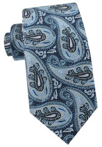Krawat Męski - Angelo di Monti - Duże Paisley, Niebieski. Kolor: niebieski. Materiał: tkanina. Wzór: paisley. Styl: elegancki, wizytowy #1