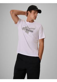 4f - 4F T-shirt regular z nadrukiem męski - biały 3XL. Okazja: na co dzień, do pracy, na spacer. Kolor: biały. Materiał: bawełna, materiał. Wzór: nadruk. Styl: casual #1