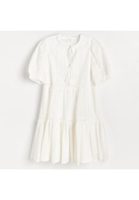 Reserved - Koronkowa sukienka - Kremowy. Kolor: kremowy. Materiał: koronka #1