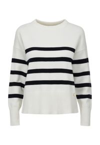 Ochnik - Biały sweter w paski damski. Kolor: biały. Materiał: wiskoza. Długość: długie. Wzór: paski #3
